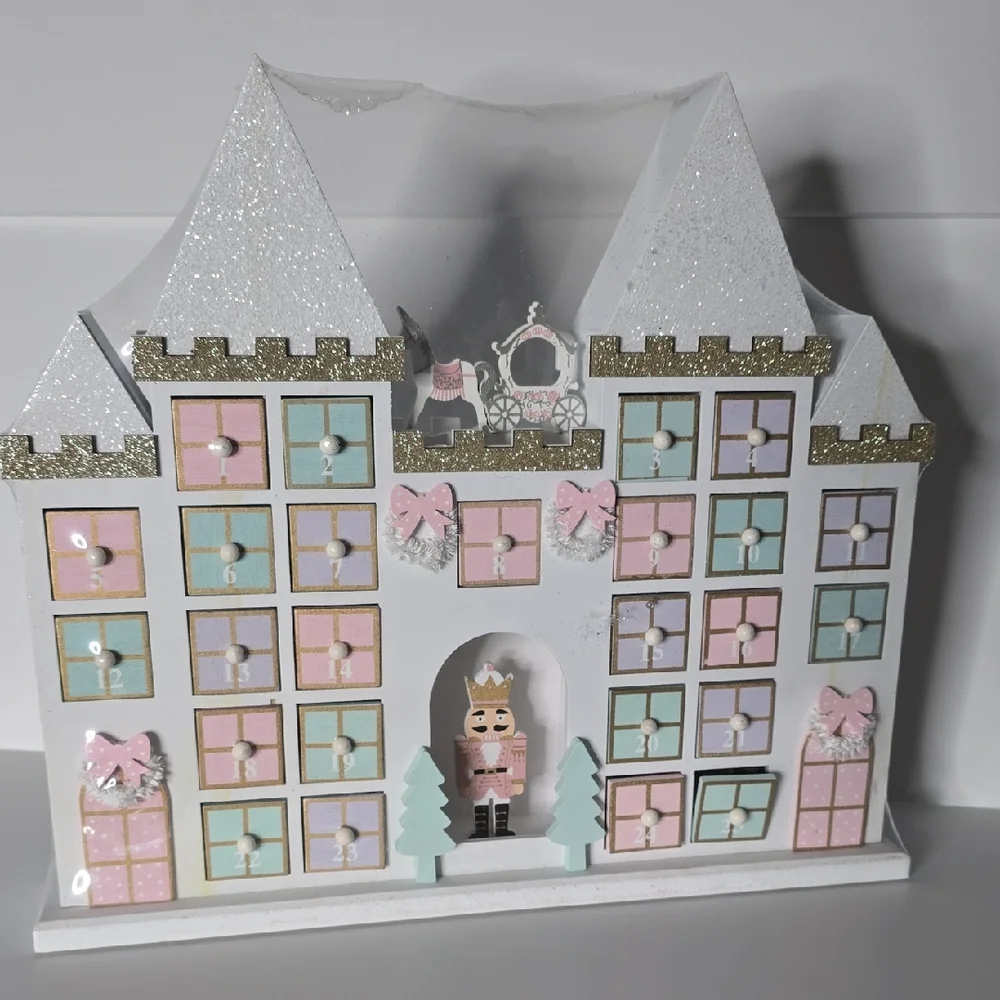 NWT FairyTale Glittery Castle Advent Calendar with Nutcracker Aporox 14.5"x 13" - Picture 3 of 8